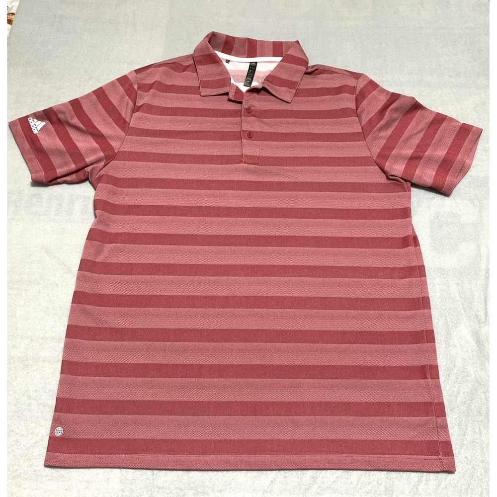 Adidas Polo Shirt Mens Size XL Red Striped Golf Short Sleeve Extra-Large
